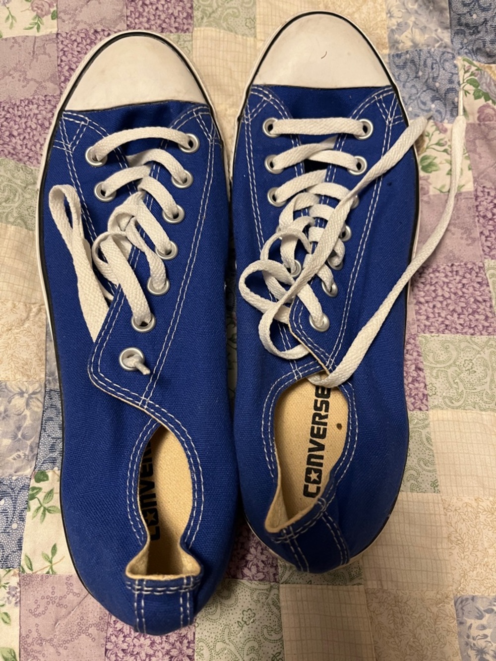 Converse Low Top Sneakers in Blue and White
